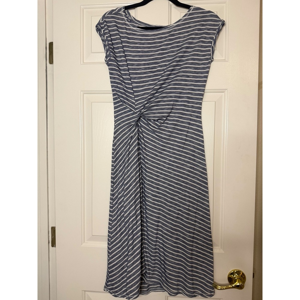 Max Studio London Blue White Striped Twist Front Jersey Dress XS